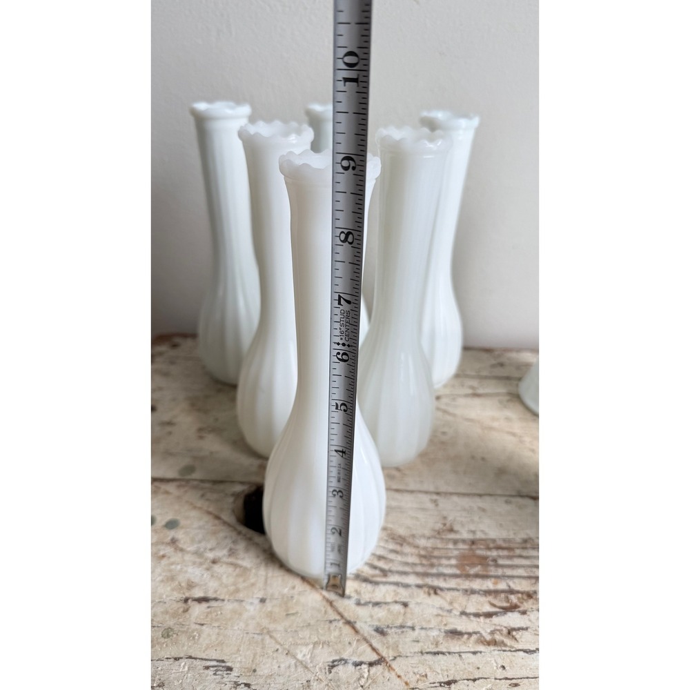 Vintage Milk Glass Bud Vases Set of 12 Assorted Patterns Wedding Decor - Picture 7 of 9